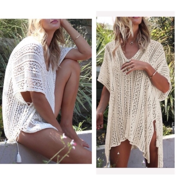 Off-white Crochet Beach Coverup - Picture 3 of 4